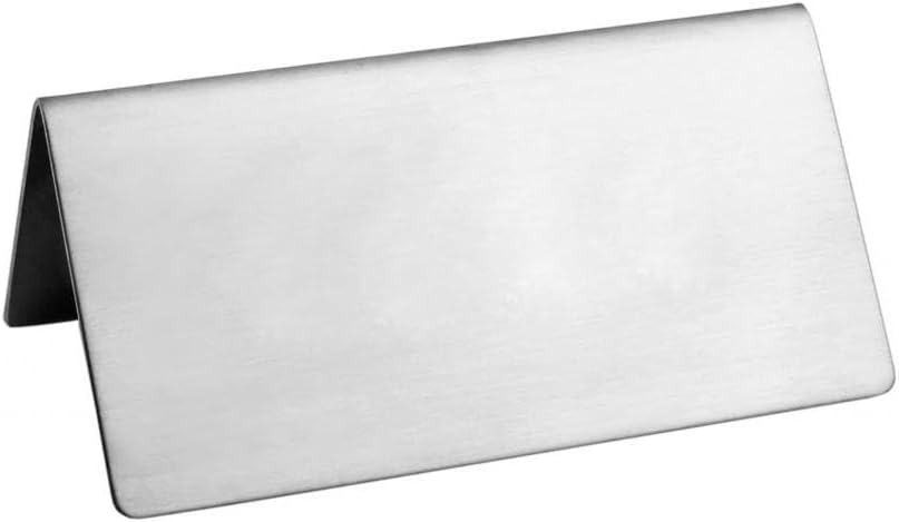 New Star Foodservice Stainless Steel Table Tent Sign (Silver (Plain), 3"x 1.5" (Set of 2))