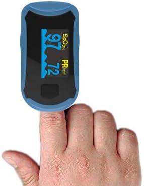 Concord Fingertip Deluxe OLED Pulse Oximeter with 6 way Reversible Display - Blood Oxygen Saturation Monitor with Carrying Case, Batteries and Lanyard - Easy to Use, Accurate SpO2 (Blue)