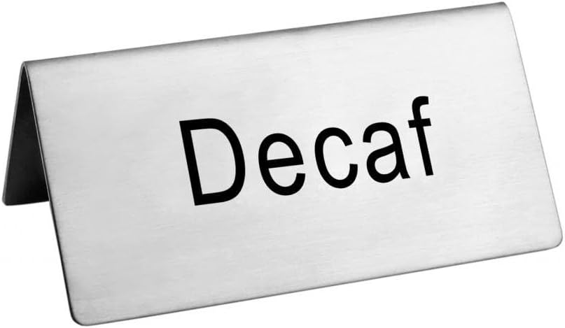 New Star Foodservice Stainless Steel Table Tent Sign (Silver (Decaf), 3"x 1.5" (Set of 2))