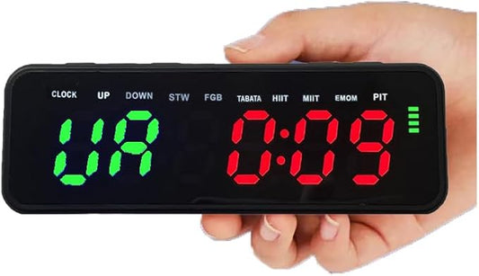 DEGOTM Mini LED Gym Timer - Interval Count Down/Up Clock Stopwatch With 1 Inch Ultra-Clear Digital Display - Home Gym Accessories