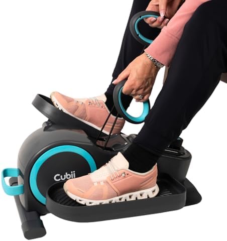 Cubii Total Body - Under Desk Seated Elliptical Pedal Exerciser with Built in Upper Body Resistance Bands, 12 Levels of Resistance, LCD Display, Whisper Quiet with Bluetooth - Adult to Seniors