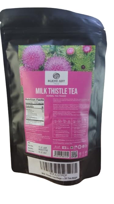 Blendart Milk Thistle Tea Bags 30 Count | Liver Detox & Cleanse Support Herbal Tea | 100% Natural Caffeine-Free Tea for Liver Health, Digestion & Immunity | Detox Herbal Tea for Men & Wome