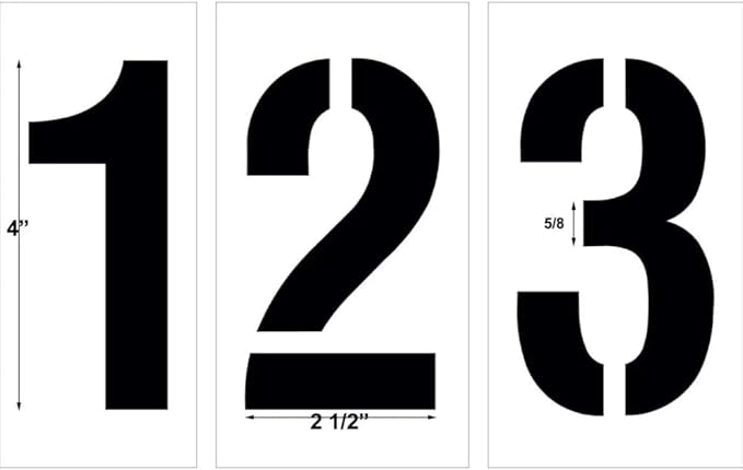 4" Number Stencil Kit | Part#: 10000905 | 10-Piece Kit includes Numbers 0-9 | Number Height is 4" | Flexible and Durable 1/8" PolyTough Lifetime | Precision Marking | Made in USA