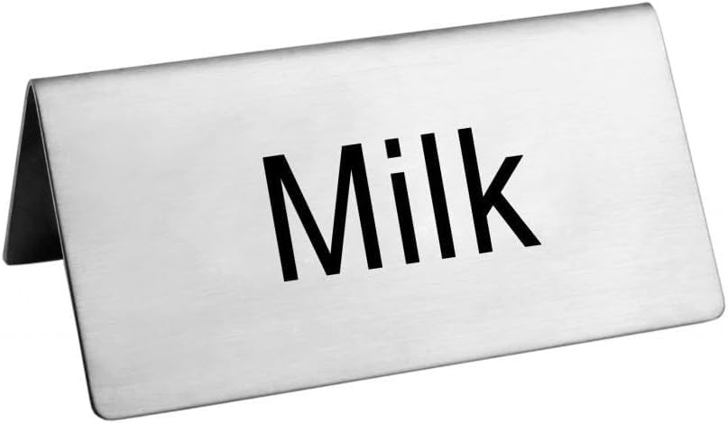 New Star Foodservice Stainless Steel Table Tent Sign (Silver (Milk), 3"x 1.5" (Set of 6))