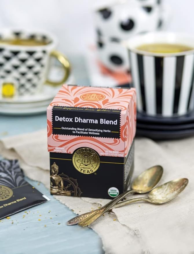 Buddha TeasBuddha Teas - Organic Detox Dharma Blend - Herbal Tea - For Health & Wellbeing - With Antioxidants & Minerals - Clean Ingredients - Caffeine Free - OU Kosher & Non-GMO - 18 Tea Bags (Pack of 1)