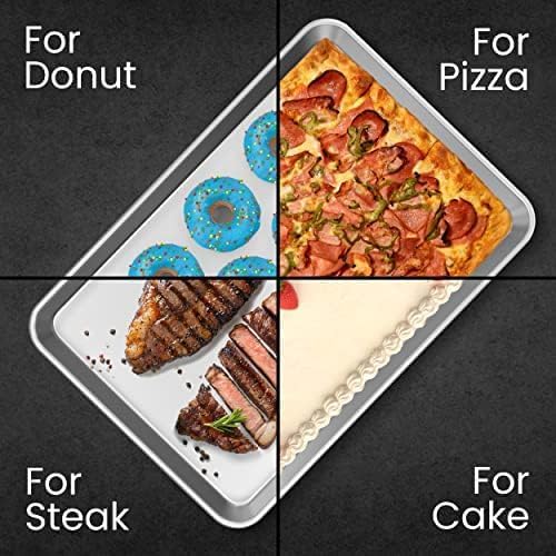 Baking Sheet Pan 9x13 Non Toxic Baking sheets for Oven in Rust Free Best cookie sheets for baking, Warp Resistant, Food Grade Aluminum, Versatile, Easy Cleanup - Quarter Sheet Pan Pack Of 2