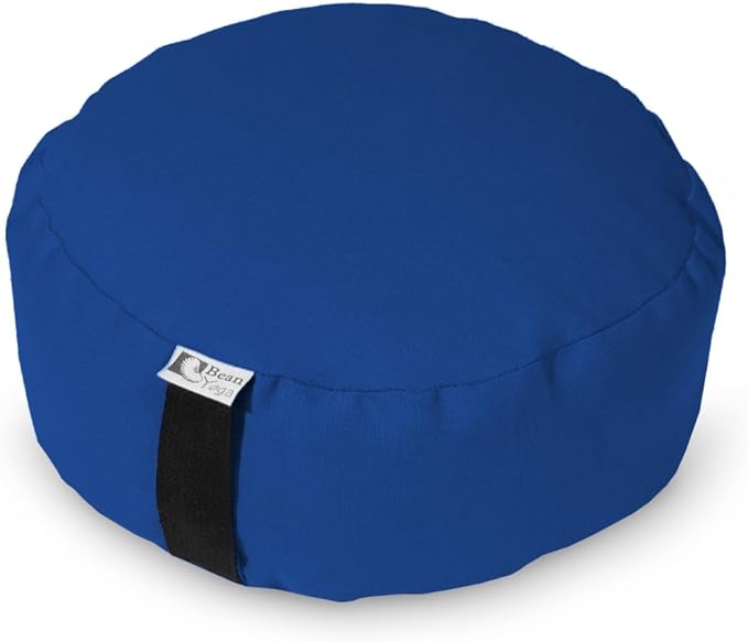 Bean Products Zafu Meditation Pillows for Sitting on Floor, Yoga Cushion, Cotton/Buckwheat Fill Yoga Pillow, Zafu Meditation Cushion, Zen Kneeling Prayer Pad- Made in USA - 14" Round - Royal Blue