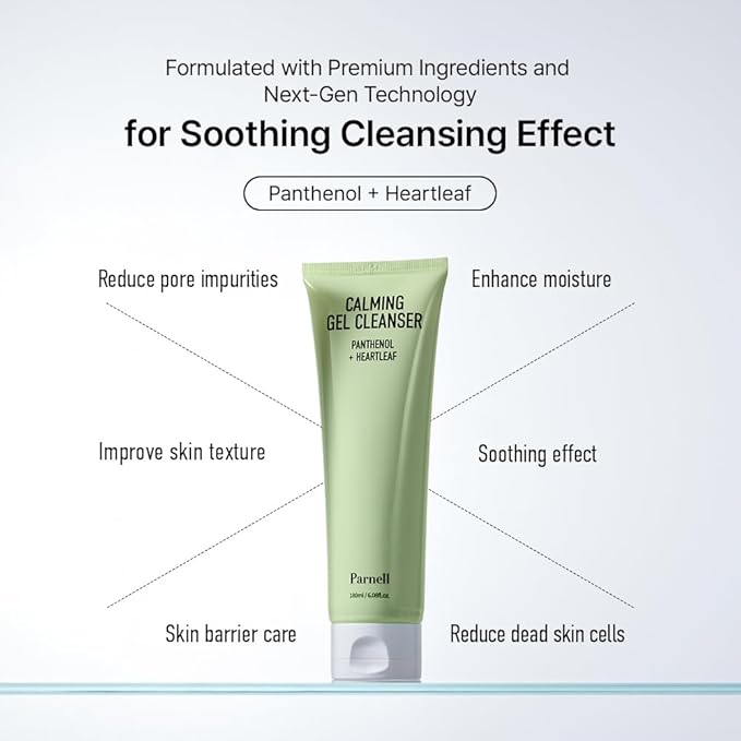 Parnell Panthenol Heartleaf Calming Gel Cleanser | 180ml / 6.08 fl.oz, soothing & moisturizing cleanser, korea skin care, korea beauty