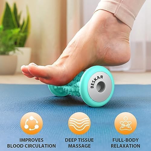 BESKAR Foot Massage Roller for Plantar Fasciitis Relief, Portable Foot Roller to Deep Tissue Muscle Massage, Foot Arch and Heel Pain, Foot Trigger Point Therapy Reflexology Tool, Green