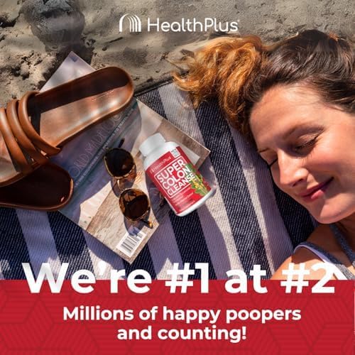 Health Plus Super Colon Cleanse 60 Day Supply of Gentle Gut Cleanse Detox, Psyllium Husk, Probiotics for Constipation Relief & Digestive Support, 240 Capsules