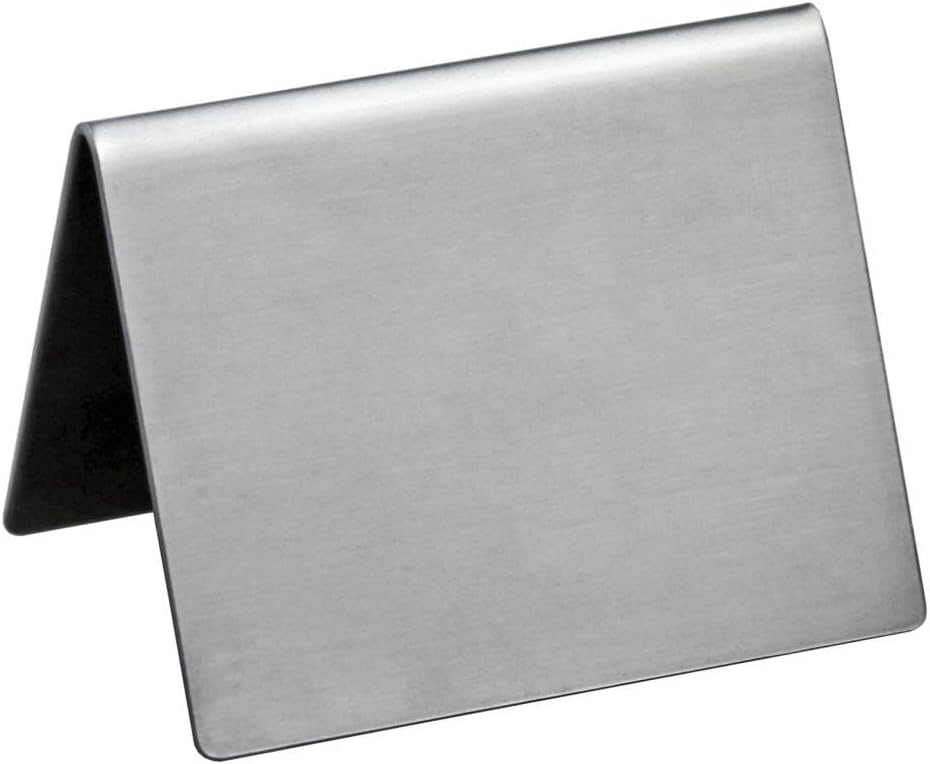 New Star Foodservice Stainless Steel Table Tent Sign (Silver (Plain), 2"x 2" (Set of 6))