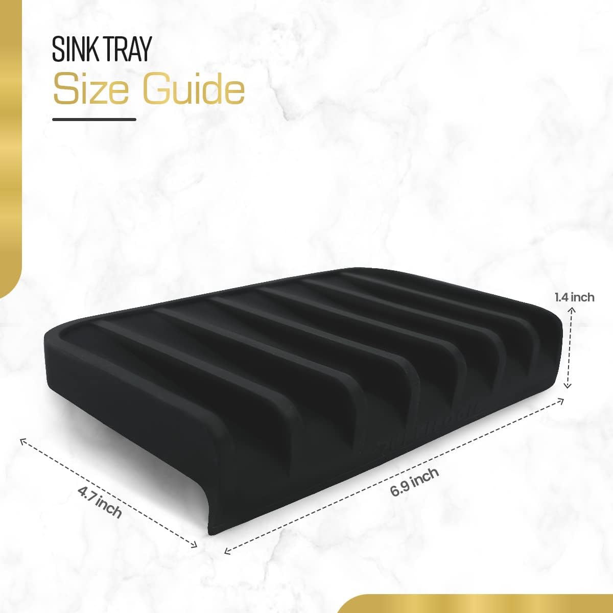 Effilogic Silicone Sponge Holder – Self-Draining Kitchen Sink Organizer, Quick Dry Mat and Counter Protector – Dishwashing Accessories for Sponges, Brushes, and Soap - Medium Black