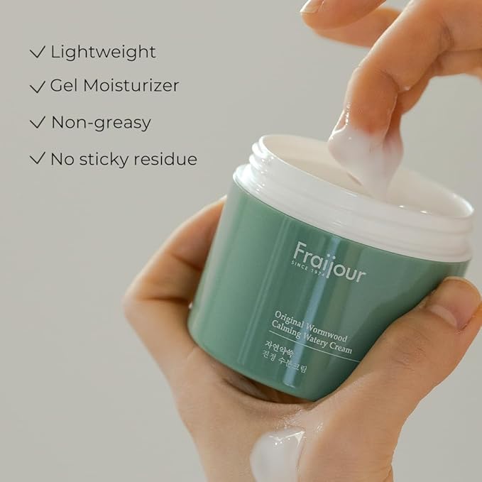Original Wormwood Calming Watery Cream – Korean Lightweight Gel Moisturizer for Oily, Combination & Sensitive Skin, Hydrating Aloe & Squalane, Non-Greasy, Quick Absorbing, 3.38 oz.