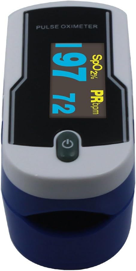 Concord Fingertip Deluxe OLED Pulse Oximeter with 6 way Reversible Display - Blood Oxygen Saturation Monitor with Carrying Case, Batteries and Lanyard - Easy to Use, Accurate SpO2 (Sapphire Blue)