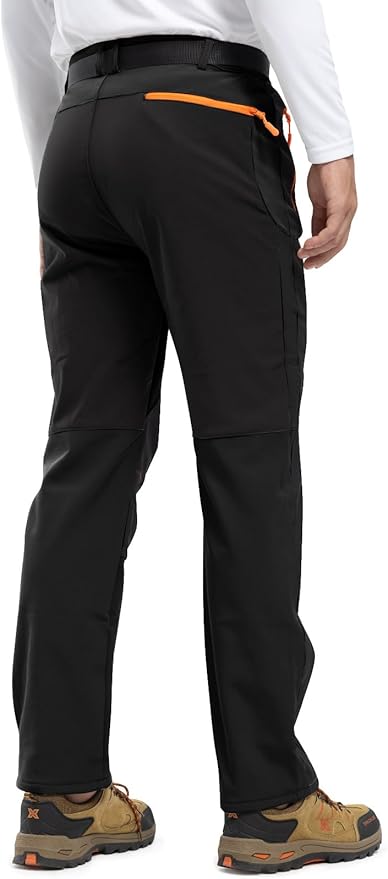 Rdruko Men's Snow Ski Pants Waterproof Insulated Winter Outdoor Snowboard Hiking Fleece Pants with Belt