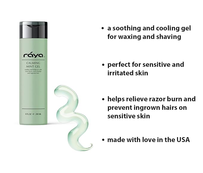 RAYA Calming Mint Gel 8 oz (S-501) | Softening and Soothing Gel | Great for After Shaving and Waxing | Helps Heal Razor Bumps, Razor Burns, and Ingrown Hairs