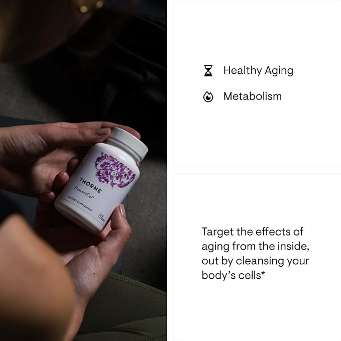 THORNE - ResveraCel - Nicotinamide Riboside with Quercetin Phytosome and Resveratrol - Support Healthy Aging, Methylation, Cellular Energy Production and Metabolism* - 60 Capsules - 30 Servings