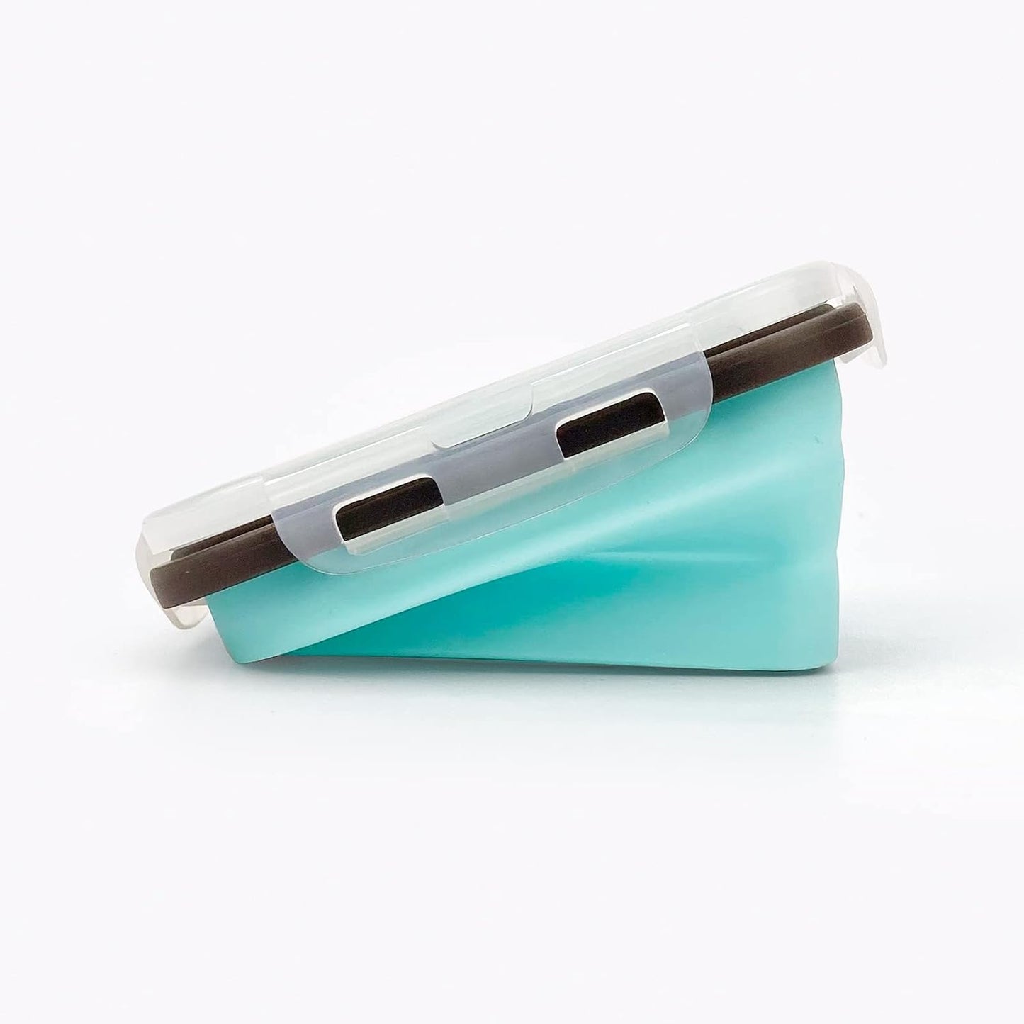 CCyanzi 3piece Collapsible Food Storage Containers with Lids, Silicone Lunch Container, Microwave & Freezer Safe, Space Saving for Kitchen Cabinet and Camping Backpack,(blue gray)