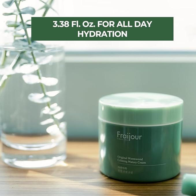 Original Wormwood Calming Watery Cream – Korean Lightweight Gel Moisturizer for Oily, Combination & Sensitive Skin, Hydrating Aloe & Squalane, Non-Greasy, Quick Absorbing, 3.38 oz.