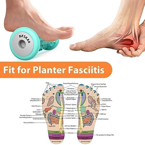 BESKAR Foot Massage Roller for Plantar Fasciitis Relief, Portable Foot Roller to Deep Tissue Muscle Massage, Foot Arch and Heel Pain, Foot Trigger Point Therapy Reflexology Tool, Green