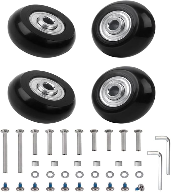 Luggage Wheel Replacement Set,40mm x 18mm Set of 4 Luggage Suitcase Replacement Wheels, Rubber Swivel Caster Wheels Bearings Repair Kits