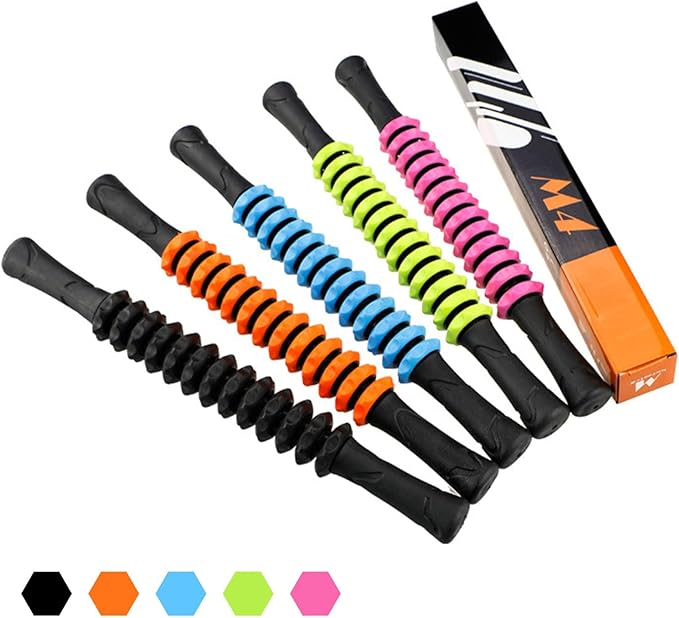 Muscle Roller Stick, Yoga Massage Roller Bar Fitness Beauty Tool for Athletes Relief Leg Back Pain (Orange)