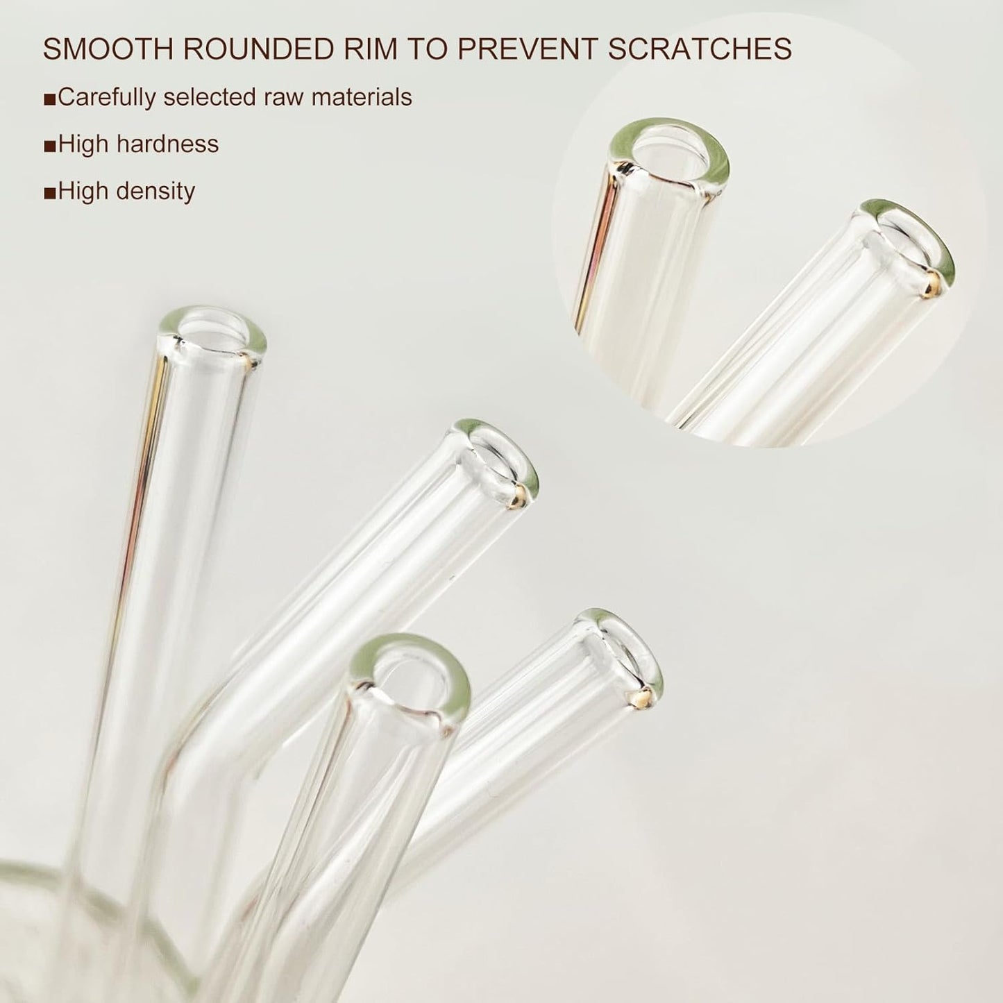 22 PCS Reusable Glass Straws - 6 Straight & 6 Bent Straws (8.5''x0.4") with 4 Cleaning Brushes & 6 Silicone Straw Covers