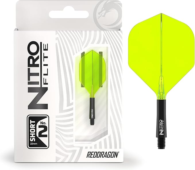 RED DRAGON Darts – Nitro Flite Integrated Flight & Shaft System – No.2 Shape and Design - Available in Short, Intermediate & Medium - Available in Variety of Colours - Professional Darts Accessories