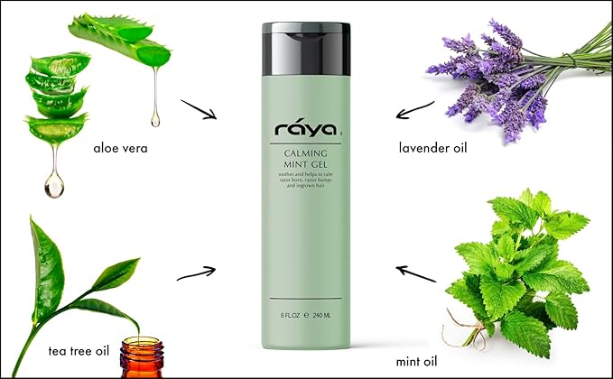 RAYA Calming Mint Gel 8 oz (S-501) | Softening and Soothing Gel | Great for After Shaving and Waxing | Helps Heal Razor Bumps, Razor Burns, and Ingrown Hairs