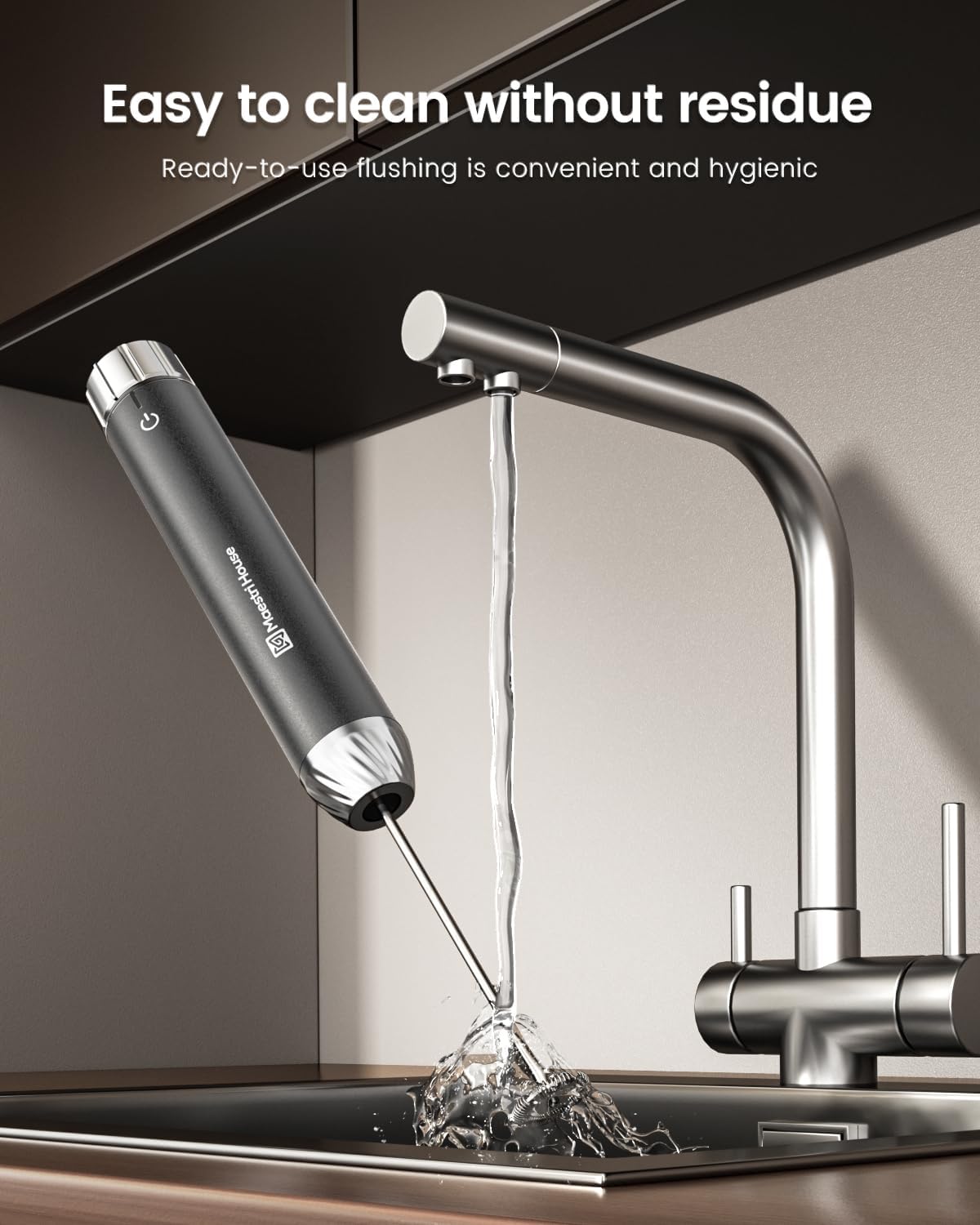 Maestri House Rechargeable Milk Frother with Stepless Speed Control, LunaFro Max Handheld Electric Foam Maker Waterproof Drink Mixer Foamer with Stand & Detachable Whisks for Lattes, Cappuccino