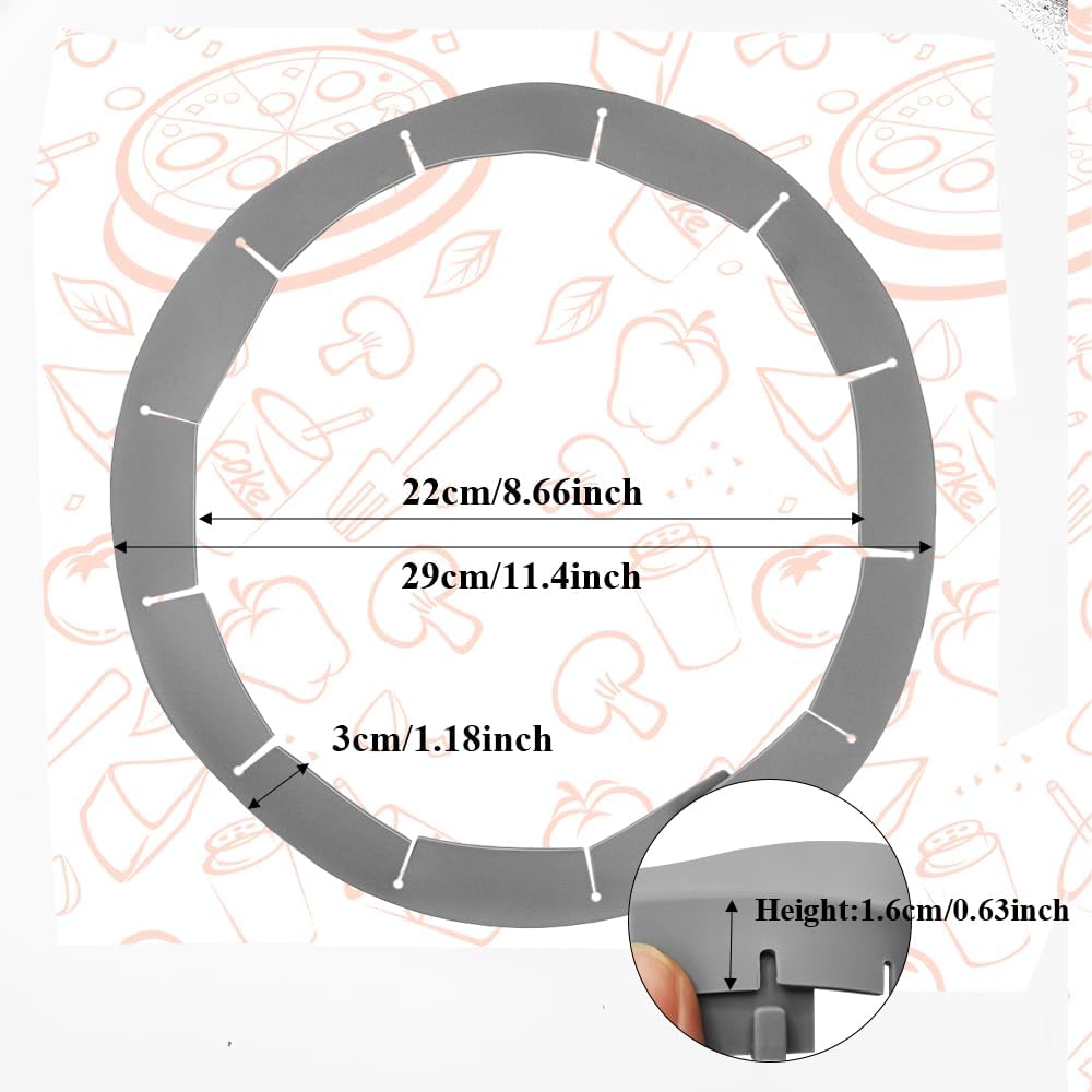 Adjustable Pie Crust Shields, Silicone Baking Protectors, Cover Ring Tools Fits 8-11.4 Inch Pies, Baking Pie Pizza Crust Shield Protector Cover for Edges (Grey 2 + Transparent 2)