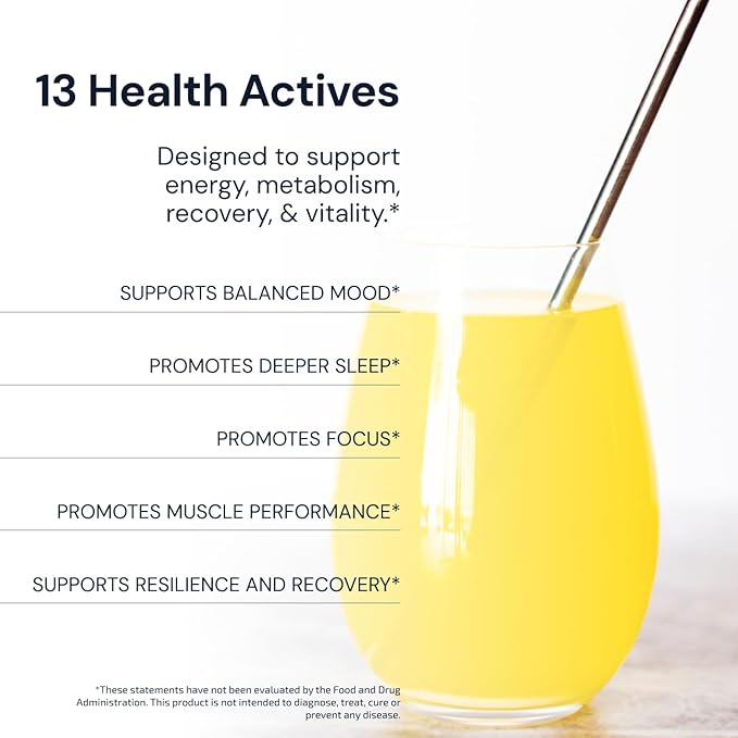 Blueprint Bryan Johnson Longevity Mix - Muscle Builder & Recovery Supplement - Promotes Focus and Balanced Mood - Magnesium, Creatine, L-Theanine, Glutathione & Vitamin C- 30 Servings, Pineapple Yuzu