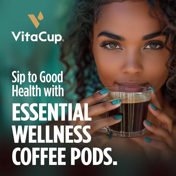 VitaCup Immunity Coffee Pods, Wellness Boost with Antioxidants, Echinacea, Probiotics, Vitamin C & D3, Medium Dark Roast, Recyclable Single Serve Pod Compatible with Keurig K-Cup Brewers,64 Ct