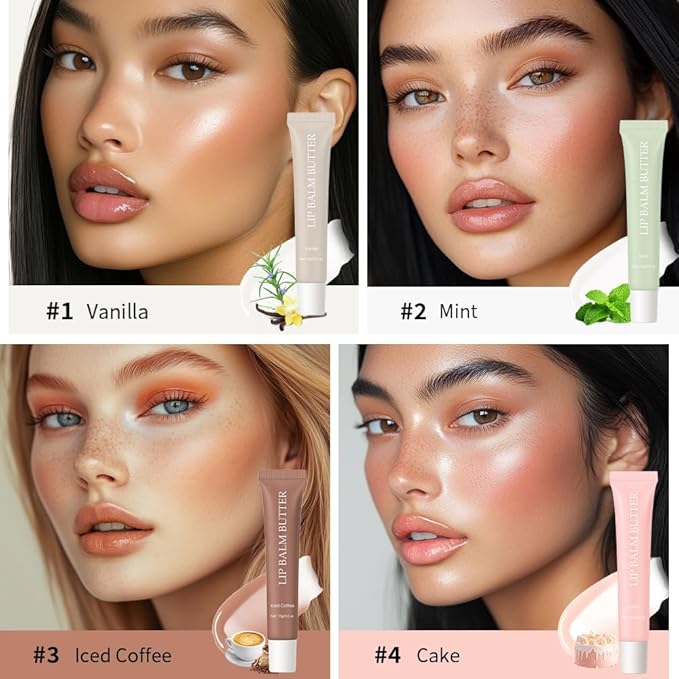 Summer Lip Glossy Butter Lip Balm, Lip Gloss Set, Soothing Lip Skincare, Instant Moisture, Lightweight, Nourish, Hydrate, Moisturizing Tint, Non-Sticky, Long-lasting,