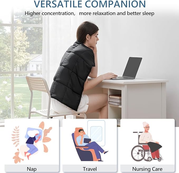 L'AGRATY Weighted Lap Pad Blanket 5lb: Small Weighted Blanket for Adults - Portable Travel & Relaxation - Cozy & Cooling - Washable All-Season (29" x 24")