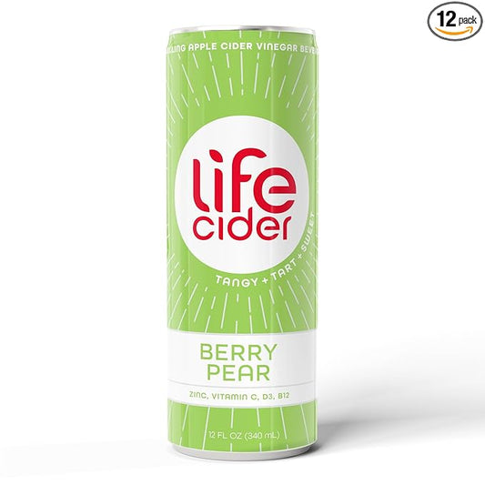 | 12 Pack (12 Fl Oz) | Berry Pear | Sparkling Apple Cider Vinegar Beverage | Aids Digestion & Immune System | Vitamin C, D3, Zinc, B12