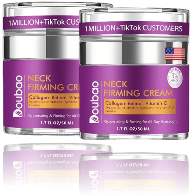 Advanced Neck Firming Cream – 3% Retinol & Hyaluronic Acid for Wrinkle Reduction, Lifting & Skin Tightening – Anti-Aging Moisturizer for Face, Neck & Décolleté – Deep Hydration, 3.4 FL(2 bottle)