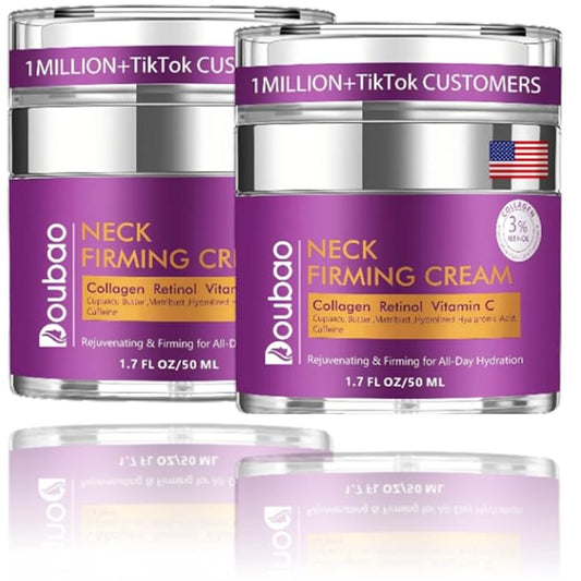 Advanced Neck Firming Cream – 3% Retinol & Hyaluronic Acid for Wrinkle Reduction, Lifting & Skin Tightening – Anti-Aging Moisturizer for Face, Neck & Décolleté – Deep Hydration, 3.4 FL(2 bottle)