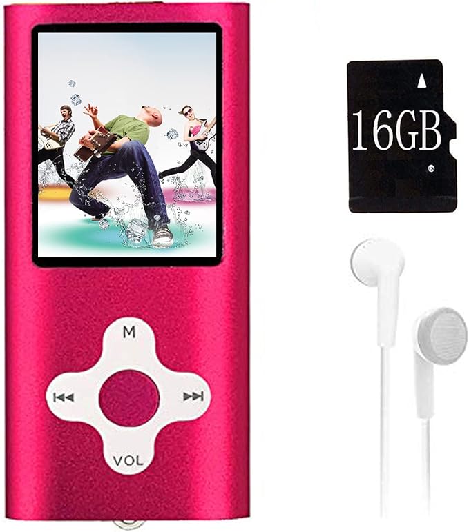 Mp3 Player,Music Player with a 16 GB Memory Card Portable Digital Music Player/Video/Voice Record/FM Radio/E-Book Reader/Photo Viewer/1.8 LCD (Red)