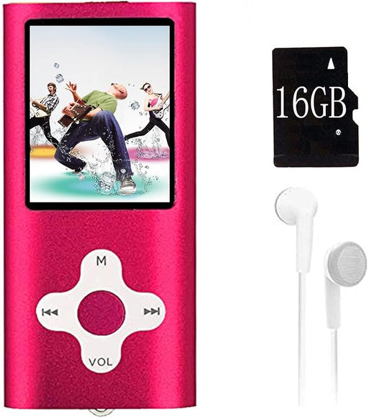 Mp3 Player,Music Player with a 16 GB Memory Card Portable Digital Music Player/Video/Voice Record/FM Radio/E-Book Reader/Photo Viewer/1.8 LCD (Red)