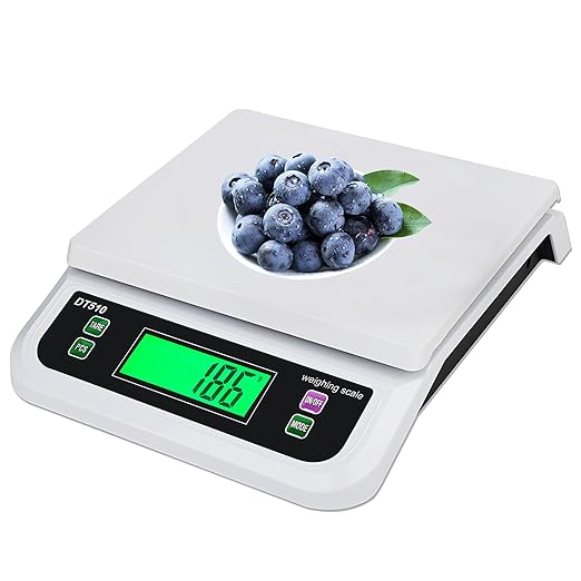 Large Digital Kitchen Scale 66lb/30kg Food Scales for Kitchen with Tare and Prep Counting Baking Cooking Bread Meat Scale with LCD Display for Bakery (White, 30kg)