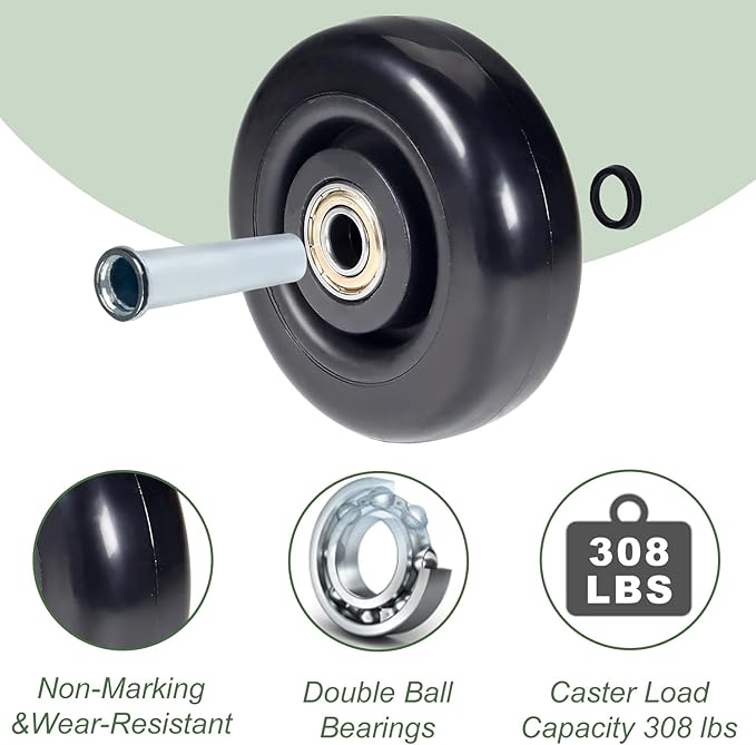 4" x 1.25" Push Cart Wheels PU Caster Wheel Workbech Wheels, Grocery Cart Wheels, Replacement Just Wheels for Platform Trucks, Rolling Instrument Road Cases, Trolleys 4 Inches Wheels 3/8" axle