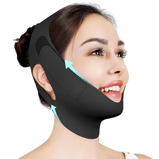 Chin Strap for Sleeping,Adjustable Chin Strap,Jaw Strap,Jawline Shaper,V Line Lifting Mask,Black,M