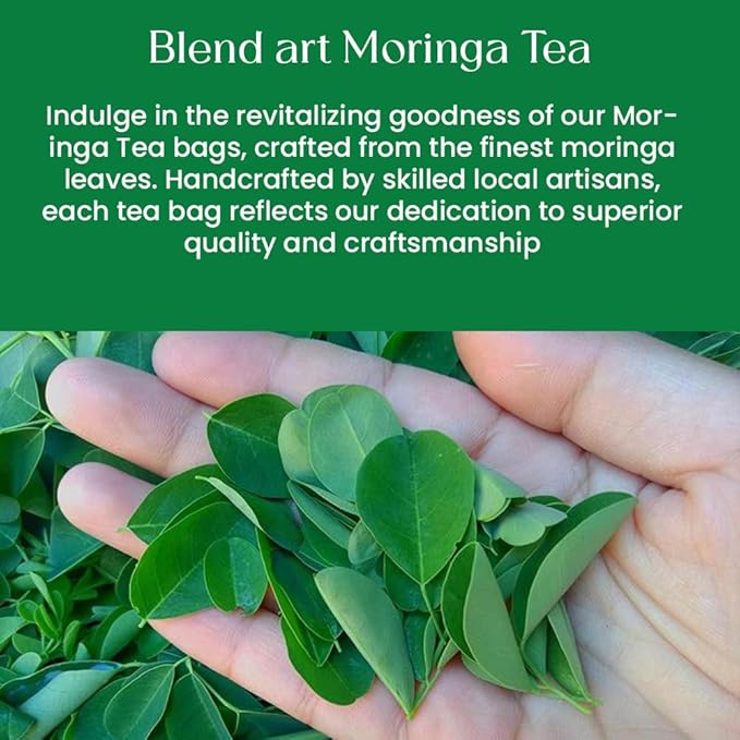 Blendart Moringa Tea Bags (50 Count) Caffeine Free, Pure Moringa Leaves | Sweet and Light Herbal Tea Bags,