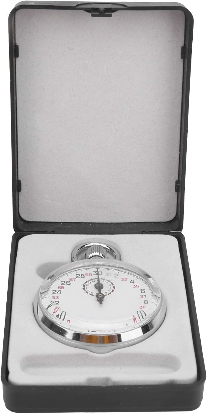 Mechanical Stopwatch Metal Mechanical Stop Watch Analog Handheld Running Timer Cycling Count Timer Large Dial Display Physics Teaching Equipment