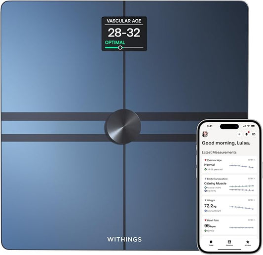WITHINGS Smart Scales for Body Weight, FSA or HSA Eligible, Body Analysis, Fat Content, Muscle Mass, Bone Density, Visceral Fat, Bathroom Scale, BMI Scales Digital Weight and Body Fat, Bluetooth, WiFi