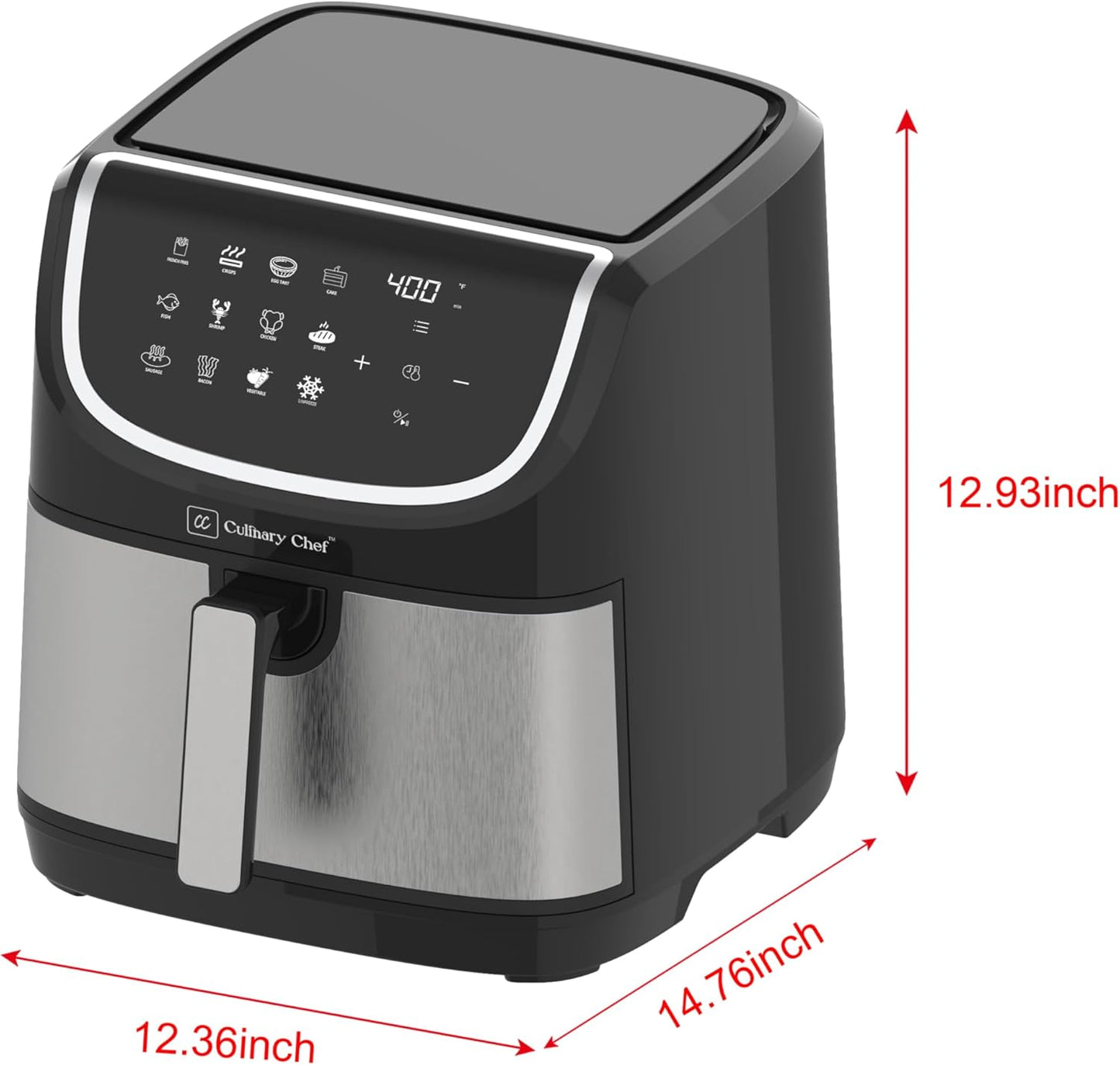 8.45-Quart Electric Air Fryer, Adjustable Temperature, Touch Panel Control, One-Touch Cook Functions, and 360° Rapid Cooking, 1700 Watt Power