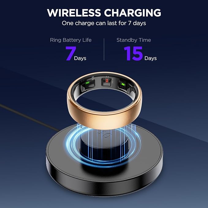 Fitness Tracker with Sleep Tracking, Smart Ring for Women Men, Activity Trackers Fitness Ring with 24/7 Heart Rate Monitor, Step Counter,Calorie Pedometer,No Subscription,for iOS Android(Rose Gold,#8)