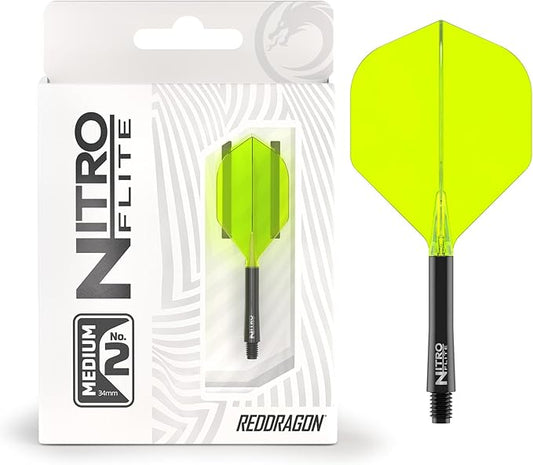 RED DRAGON Darts – Nitro Flite Integrated Flight & Shaft System – No.2 Shape and Design - Available in Short, Intermediate & Medium - Available in Variety of Colours - Professional Darts Accessories