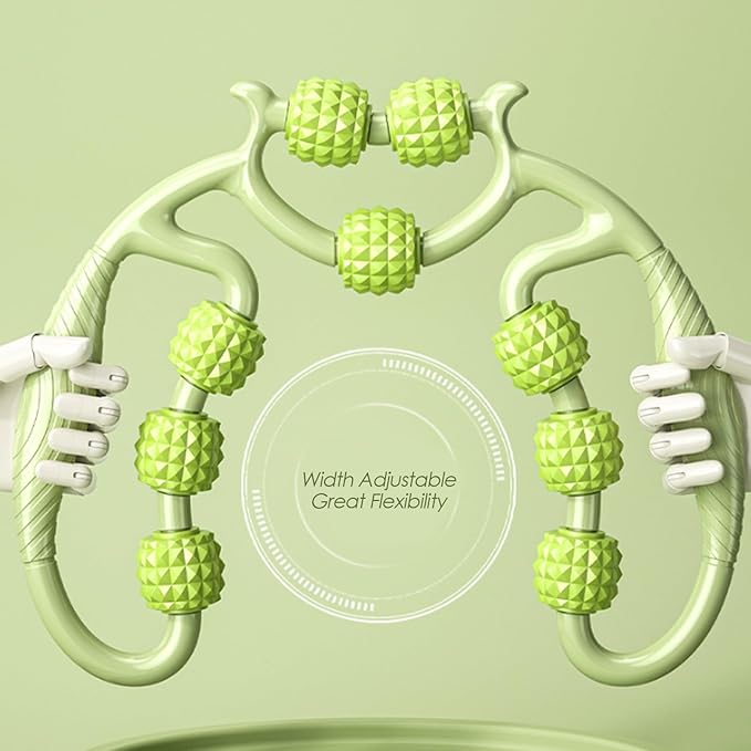 9 Wheels Muscle Roller, Leg Massager Muscle Relaxation Stretching Roller Foam Roller Deep Tissue Massager for Thigh Arms Leg Waist(Green)